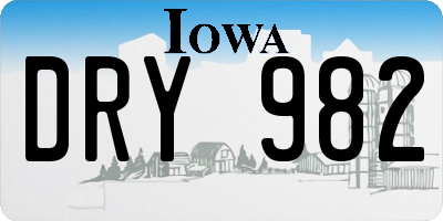 IA license plate DRY982