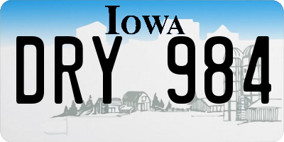 IA license plate DRY984
