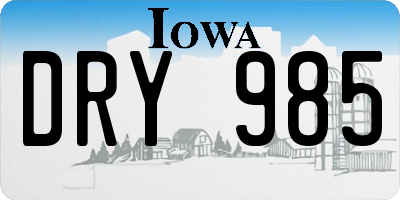 IA license plate DRY985