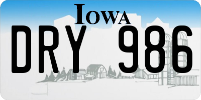 IA license plate DRY986