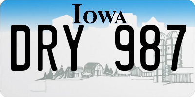 IA license plate DRY987