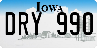 IA license plate DRY990