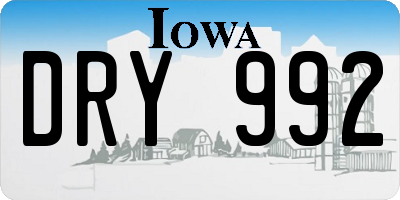 IA license plate DRY992