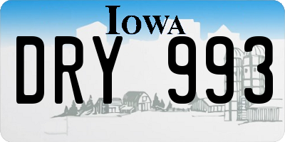 IA license plate DRY993