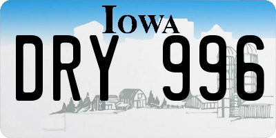 IA license plate DRY996