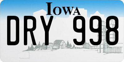 IA license plate DRY998