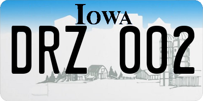 IA license plate DRZ002