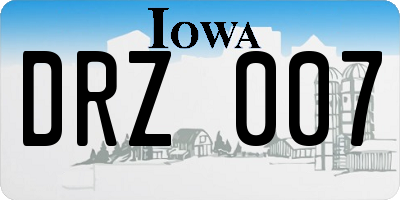 IA license plate DRZ007