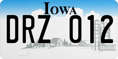 IA license plate DRZ012