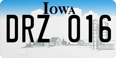 IA license plate DRZ016
