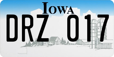 IA license plate DRZ017