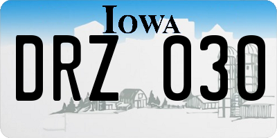 IA license plate DRZ030
