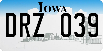IA license plate DRZ039