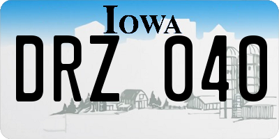 IA license plate DRZ040