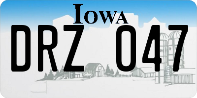 IA license plate DRZ047