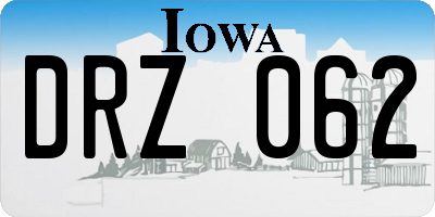 IA license plate DRZ062