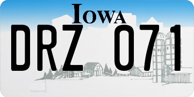IA license plate DRZ071