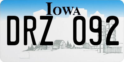 IA license plate DRZ092