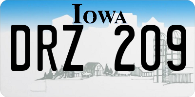 IA license plate DRZ209