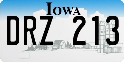 IA license plate DRZ213