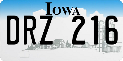 IA license plate DRZ216