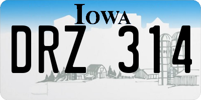 IA license plate DRZ314