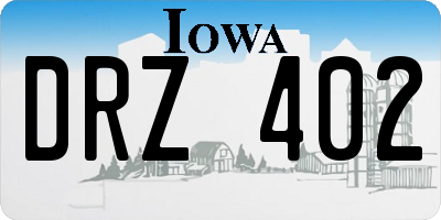 IA license plate DRZ402