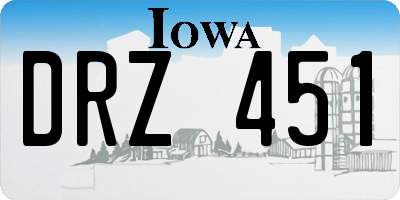 IA license plate DRZ451