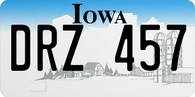 IA license plate DRZ457