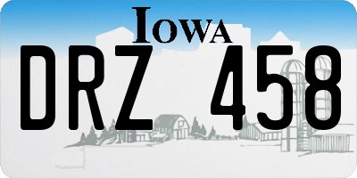 IA license plate DRZ458