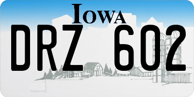 IA license plate DRZ602