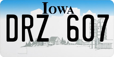 IA license plate DRZ607