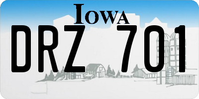 IA license plate DRZ701