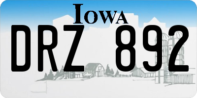 IA license plate DRZ892