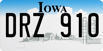 IA license plate DRZ910