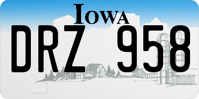 IA license plate DRZ958