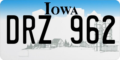 IA license plate DRZ962