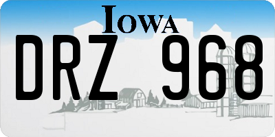 IA license plate DRZ968