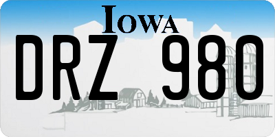 IA license plate DRZ980