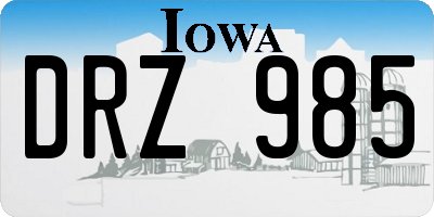 IA license plate DRZ985