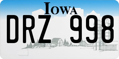 IA license plate DRZ998