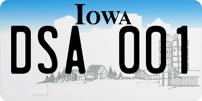 IA license plate DSA001