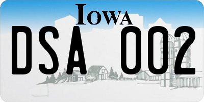 IA license plate DSA002