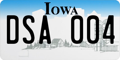 IA license plate DSA004