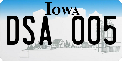 IA license plate DSA005