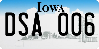 IA license plate DSA006