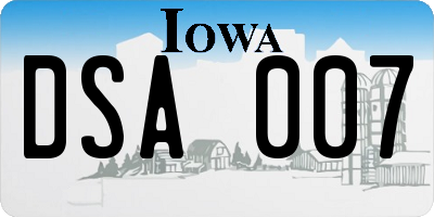 IA license plate DSA007