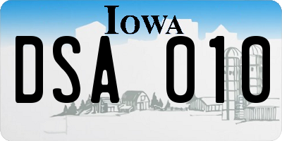 IA license plate DSA010