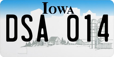 IA license plate DSA014
