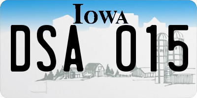 IA license plate DSA015